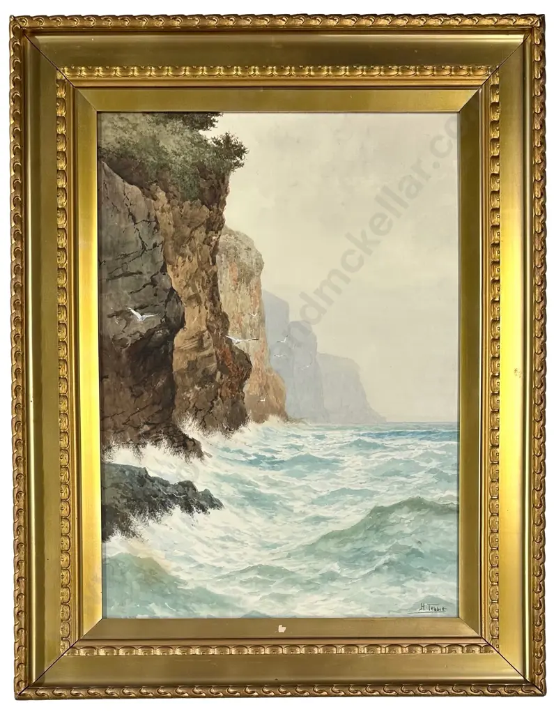 Henri Tebbit - Coastline, watercolour on paper, 735x530mm Image 1++