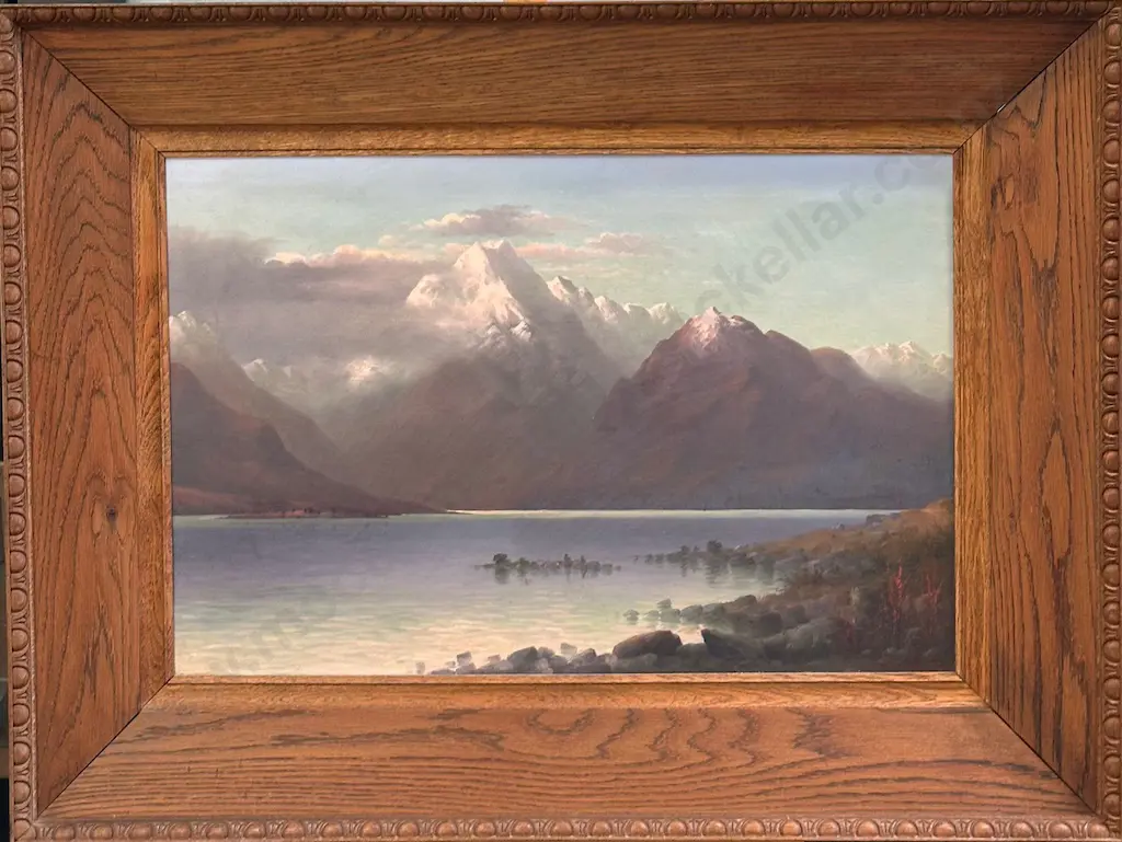 J D Perrett - Lake Pukaki Towards Mt Cook, oil, 500x750mm Image 1++