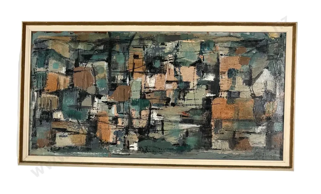 Andre Brooke - Rue De Gaulle, Tahiti, 1963, oil, 440x900mm Image 1++