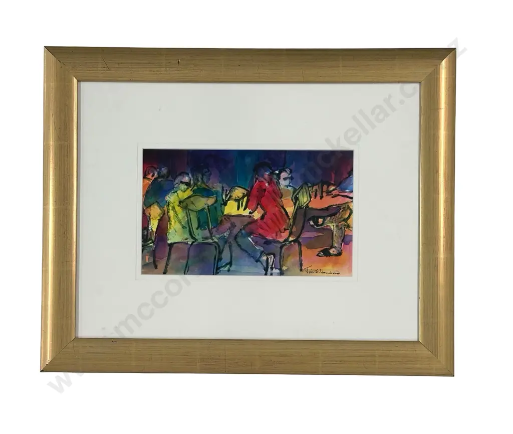 Jill Henriod - Cafe Scene, watercolour on paper, 160x270mm Image 1++