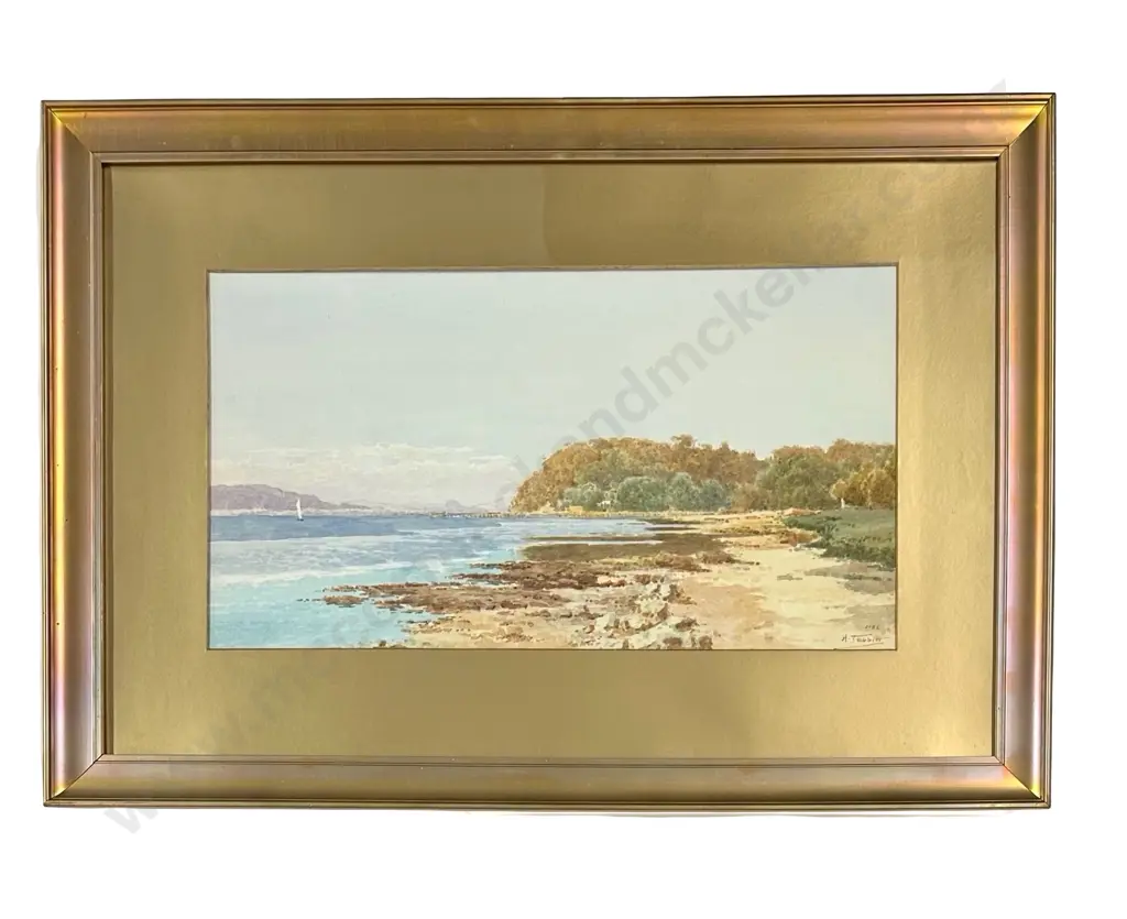 Henri Tebbit - Coast Scene, watercolour on paper, 310x575mm Image 1++