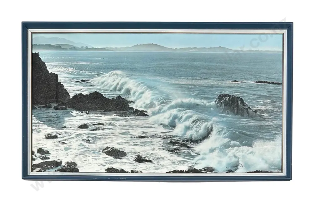 Whites Aviation - Kaikoura Coast, Hand coloured Photograph, 370x680mm Image 1++