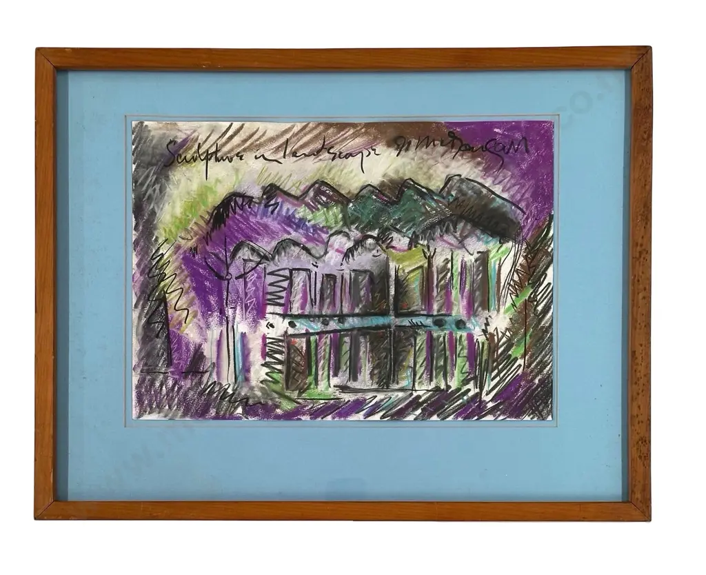 J McDougall - Sculpture in Landscape, pastel on paper, 300x420mm Image 1++