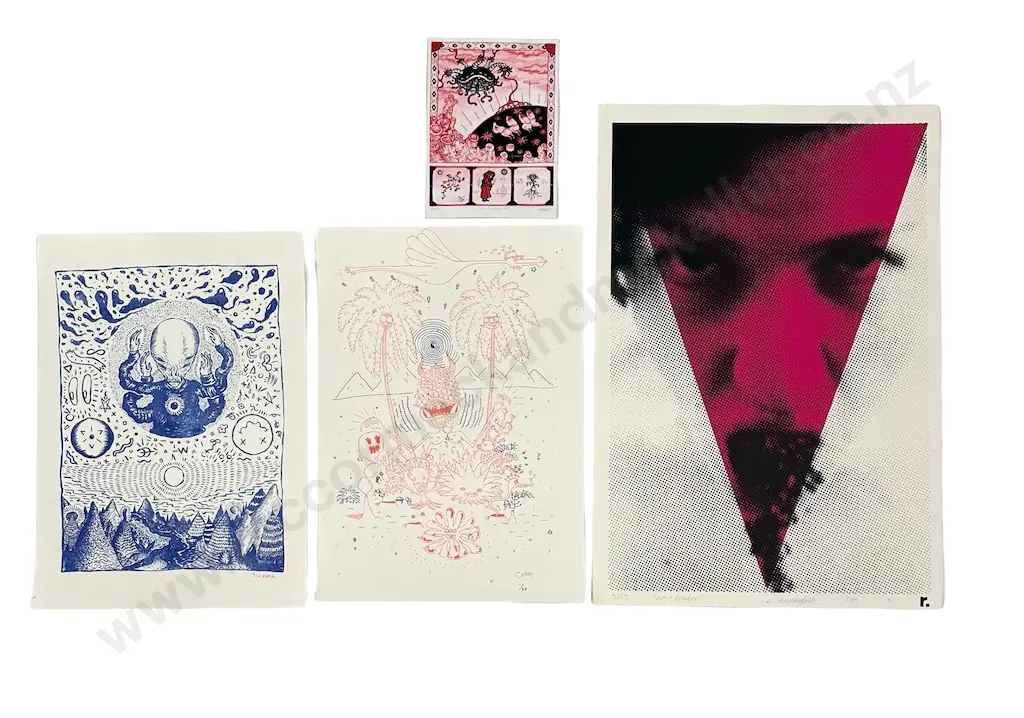 Christiane Shortal - Found Object #1, 2020, acrylic and ink on paper, 180x148mm, Durk - Untitled, 9/10 screenprint Image 1++