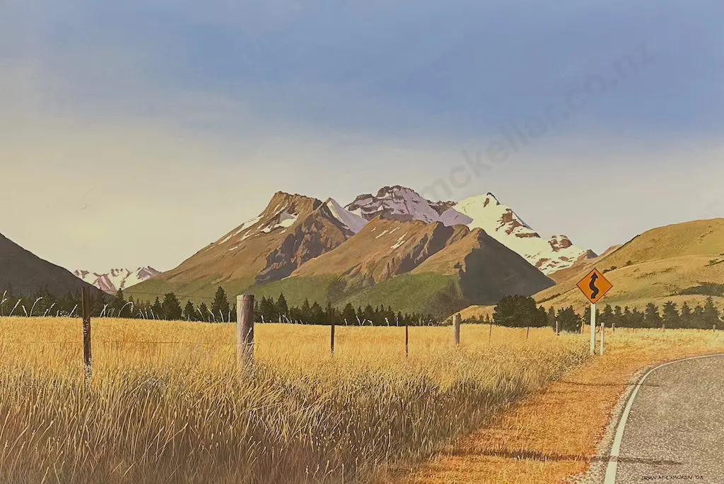 Brian McCracken - Evening near Glenorchy, Otago, acrylic on canvas, 605x905mm Image 1++
