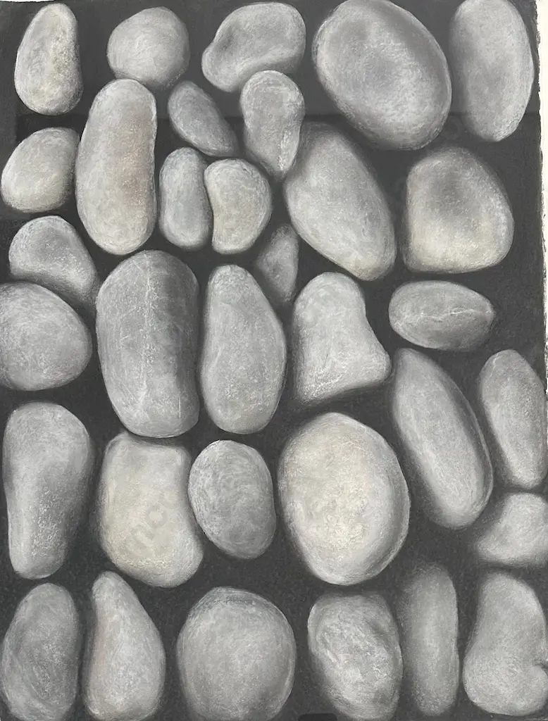 Dorothy Helyer - Untitled (Stones #1), 2003, charcoal & pastel on paper, 760x570mm Image 1++
