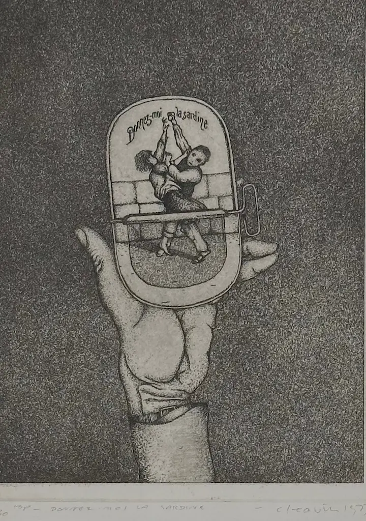 Barry Cleavin - Donnez - moi la sardine, 1977, etching print 2/30, 280x210mm Image 1++