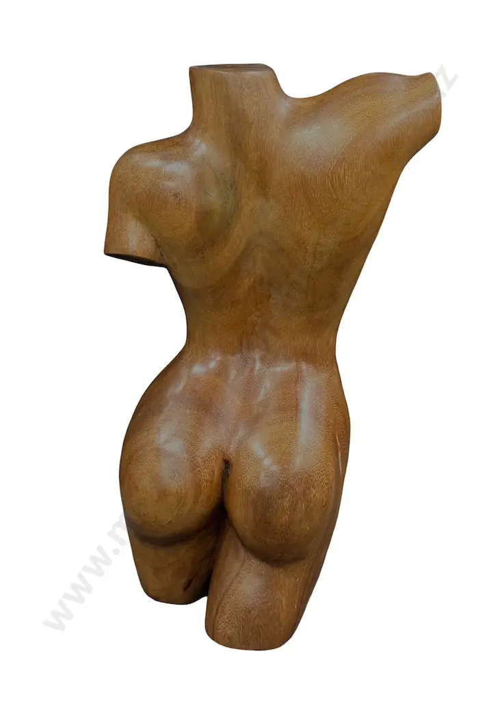 Hand Sculptured Wooden Female Torso H49cm Image 1++