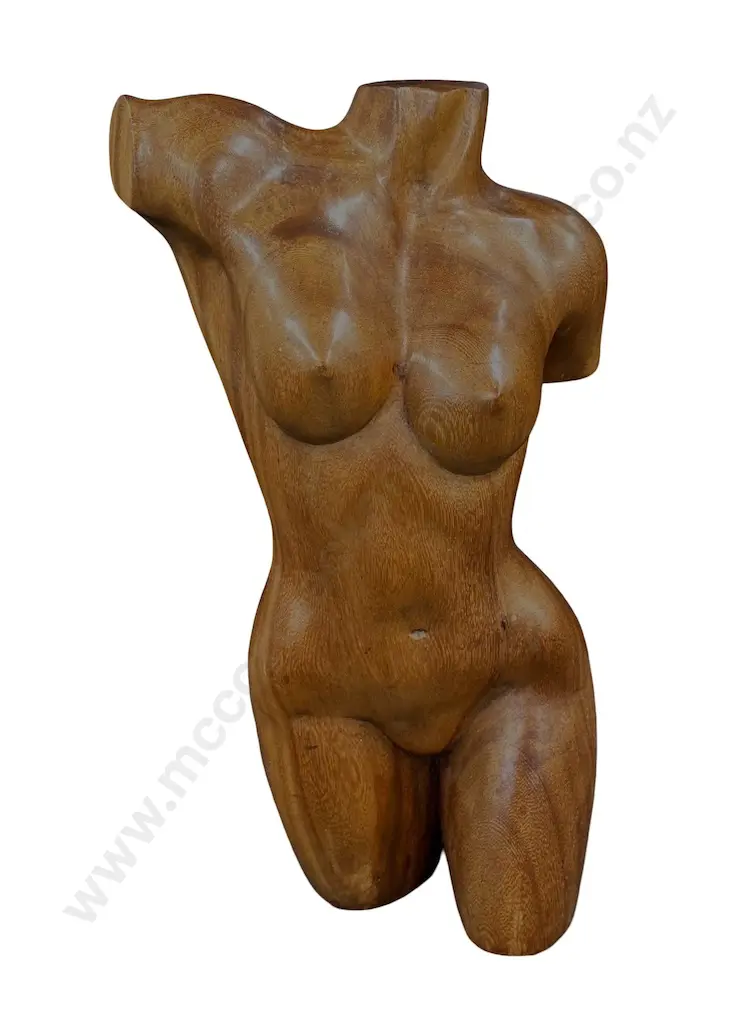 Hand Sculptured Wooden Female Torso H49cm Image 1++