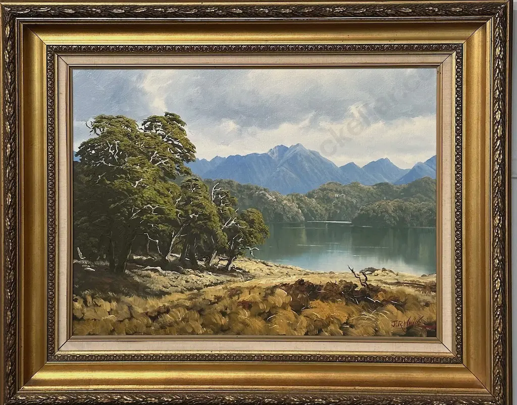 Jonathan White - Green Lake, Fiordland, 1981, oil on canvas 495x670mm Image 1++
