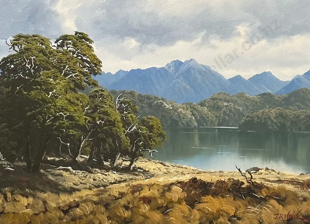 Jonathan White - Green Lake, Fiordland, 1981, oil on canvas 495x670mm Image 1++