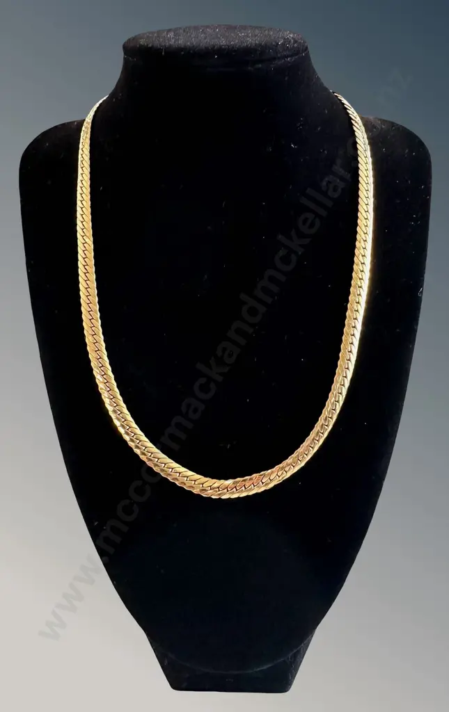 9ct Gold Italian Herringbone Necklace L48.5cm, TW18gms Image 1++