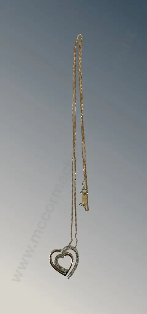14ct Gold Chain and Heart Pendant, TW3.1gms Image 1++