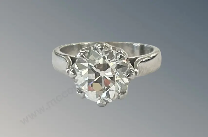 Platinum Diamond Solitaire Ring, 3.66ct, Clarity VS+, Size K, TW9.0gms, Valuation $86000 Image 1++