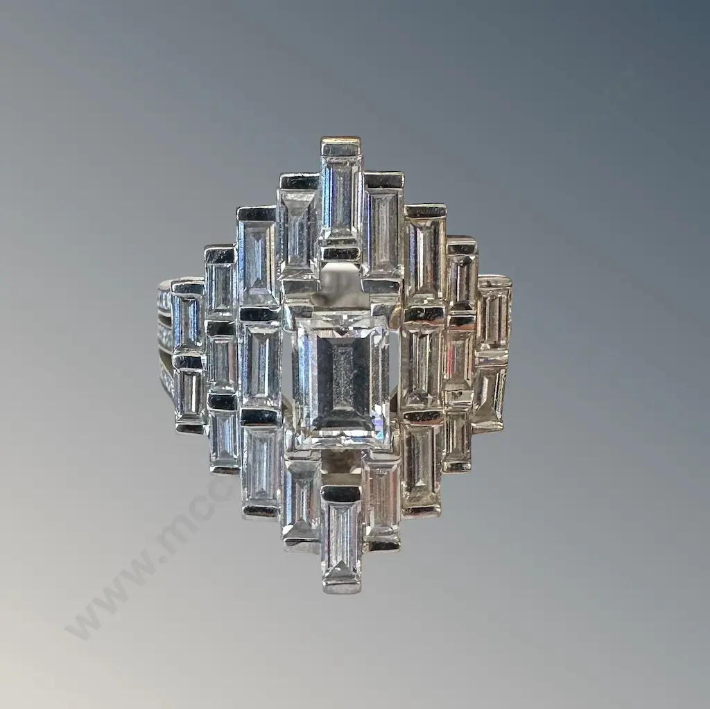 18ct White Gold Diamond Cluster Manhattan Ring, Surrounding Diamonds TDW2.125ct, Centre Diamond 1.03ct, G Colour, Image 1++