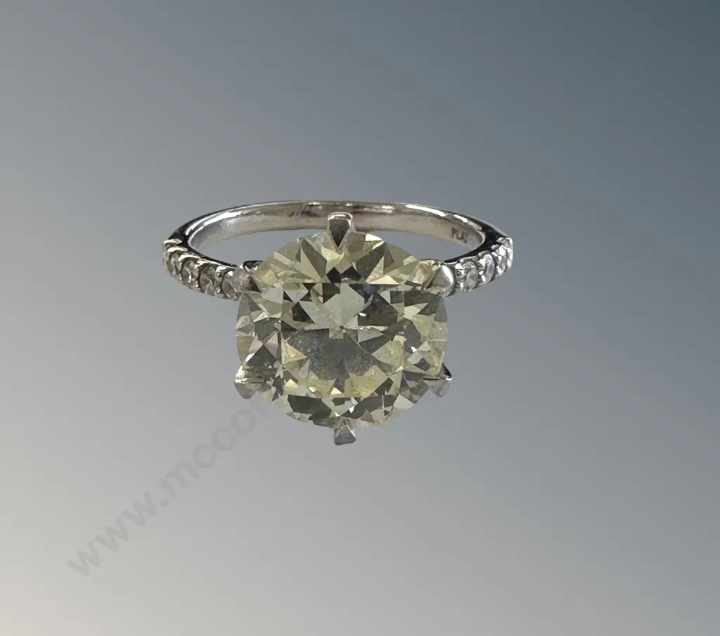Platinum Diamond Solitaire Ring, TDW4.3ct, Size M/N, Valuation $93000 Image 1++