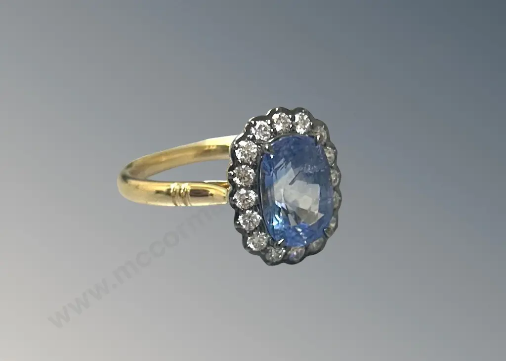 18ct Gold Sapphire and Diamond Cluster Ring, 3.04ct, Size P, TW5.31gms, Valuation $16000 Image 1++