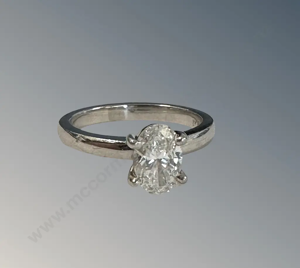 Platinum Diamond Solitaire Ring, GIA 1.01ct, E colour, Size L, Valuation $18075 Image 1++
