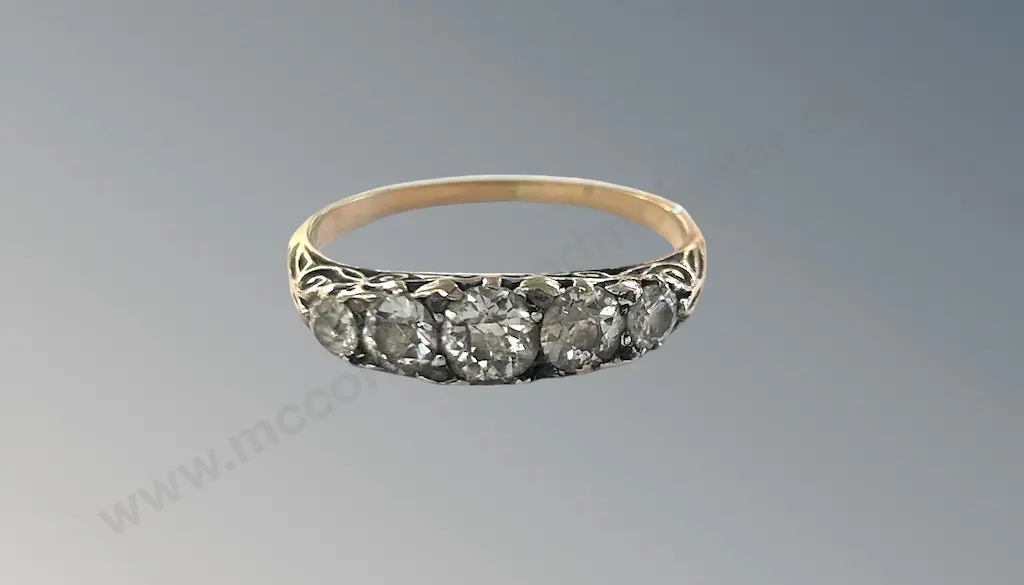 15ct gold 5 Stone Diamond, TDW1.25ct, Size S, TW2.75gms, Valuation $7300 Image 1++