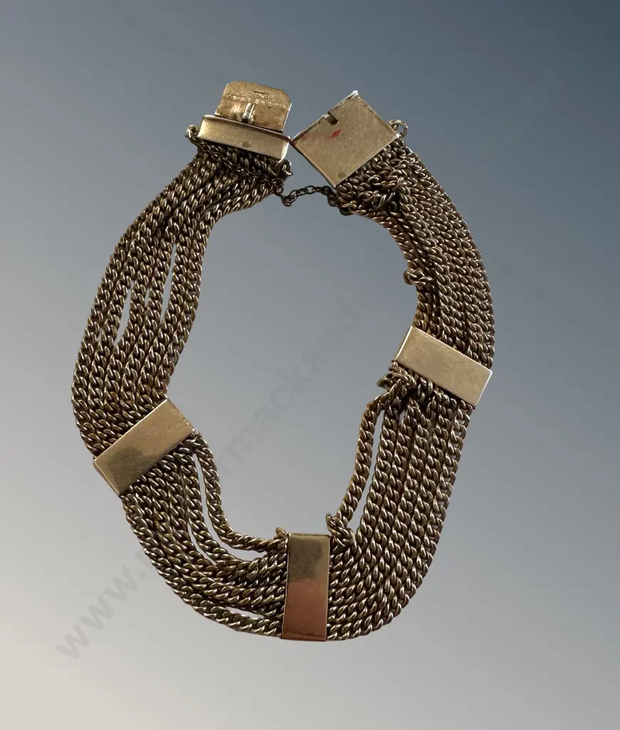 9ct Gold 6 Strand Curb Link Chain Bracelet, TW18.4gms Image 1++