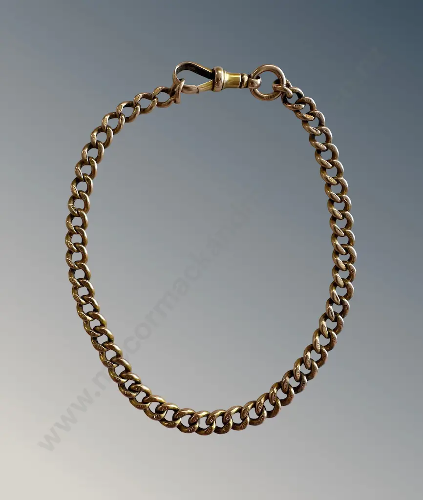 15ct Gold Curb Link Chain, L23cm, TW18.4gms Image 1++