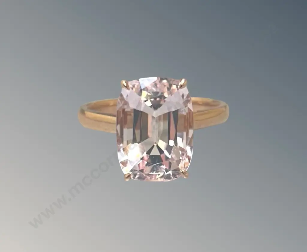 18ct Rose Gold Morganite Ring, 5.99ct, Size P, TW4.43gms, Valuation $6800 Image 1++