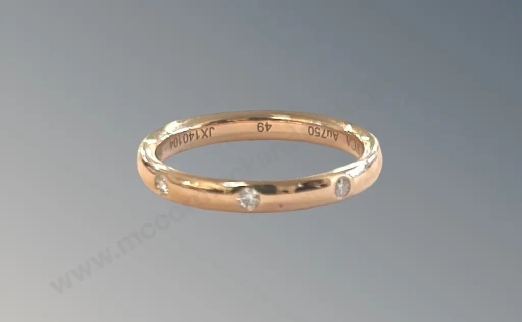 Van Cleef & Arpels 18ct Rose Gold Wedding Band with 3 Diamonds, Size J, TW2.7gms, Valuation $4760 Image 1++