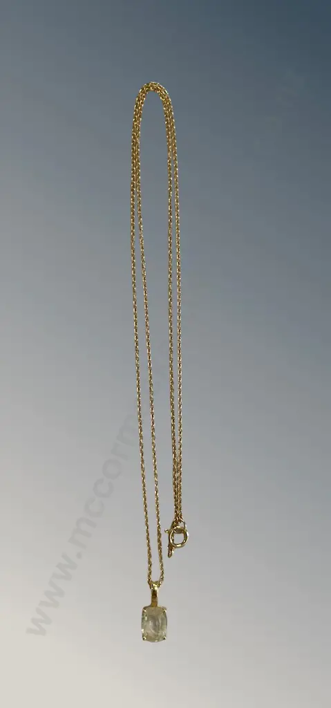 18ct Gold Yellow Sapphire Pendant with 18ct Gold Chain, Sapphire 1.05ct, L46cm, TW4.32gms, Valuation $3600 Image 1++