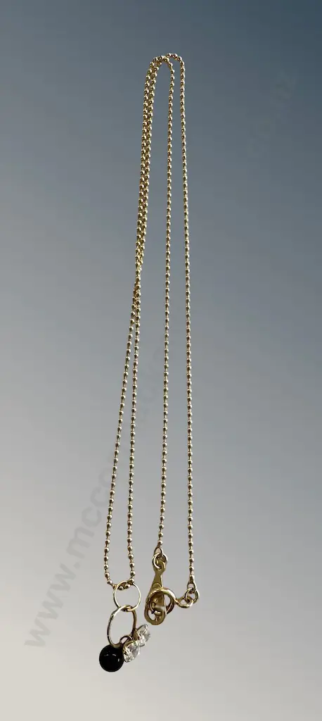 14ct Gold Bead Necklace with Pendant, L39cm, TW1.7gms Image 1++