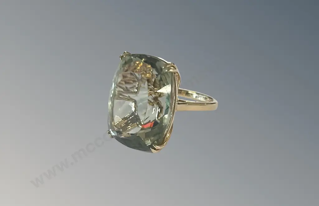 9ct Yellow Gold Green Amethyst Dress Ring, Amethyst 33.55ct, TW10.55gms Image 1++
