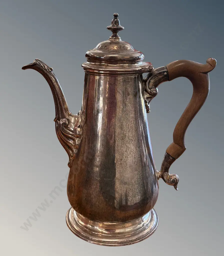 Sterling Silver Coffee Pot with Wooden Handle, TW606gms Image 1++