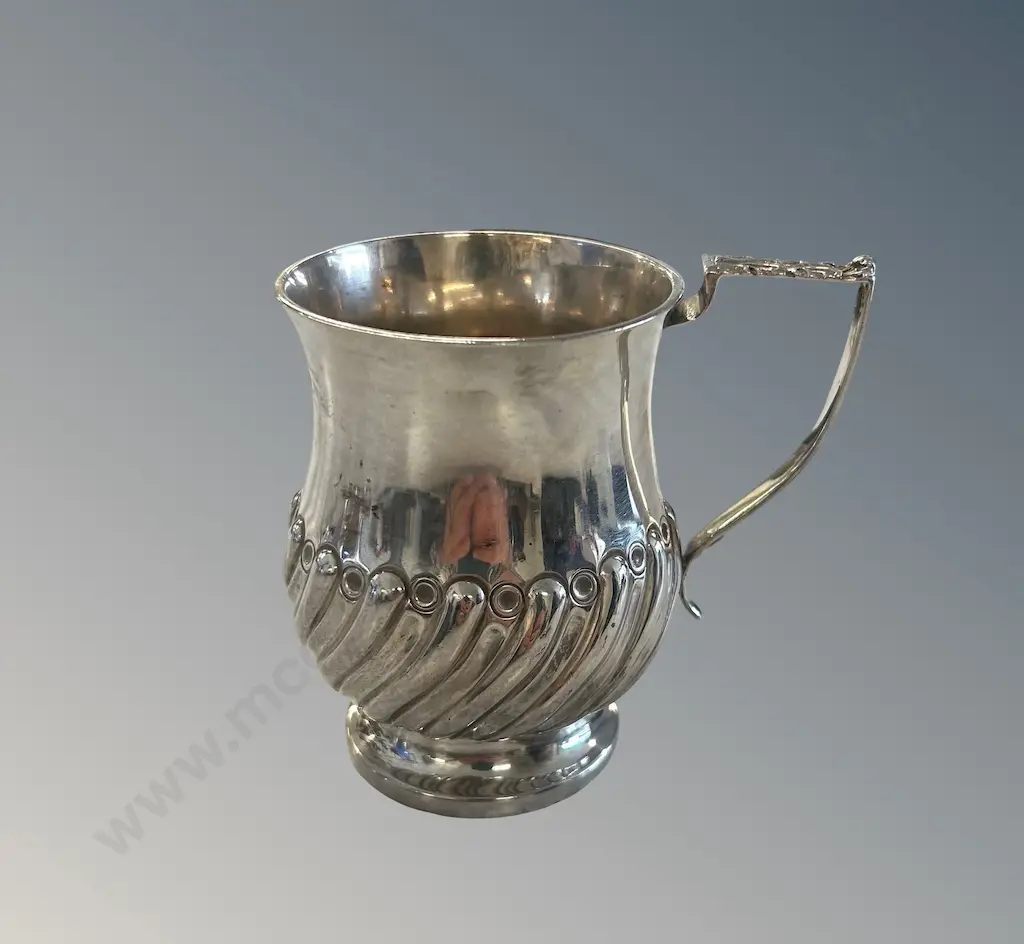 Sterling Silver Christening Handled Cup, H9cm TW123gms Image 1++