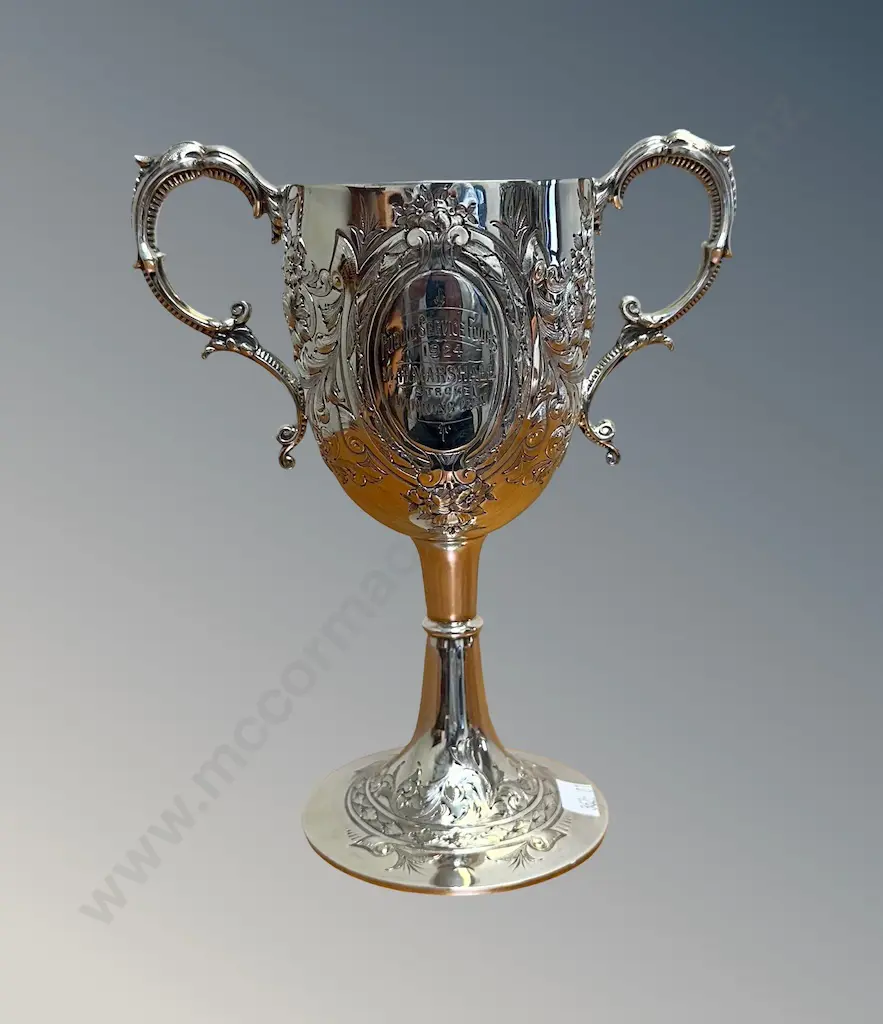 Sterling Silver Twin Handled 1924 Trophy, H19cm, TW376gms Image 1++