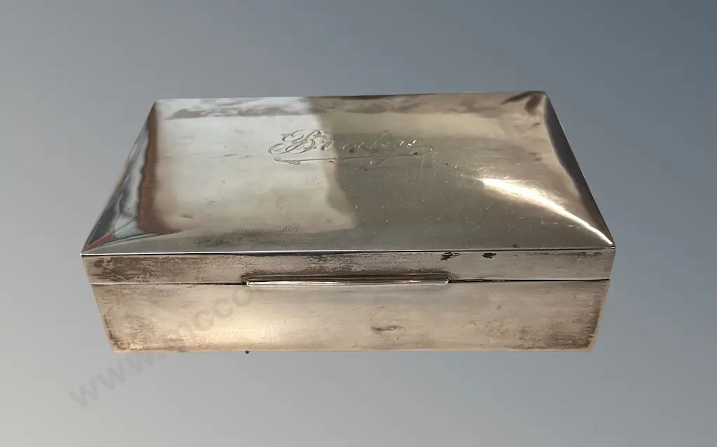 Sterling Silver Lidded Card Box with Wood Lining, TW455gms Image 1++