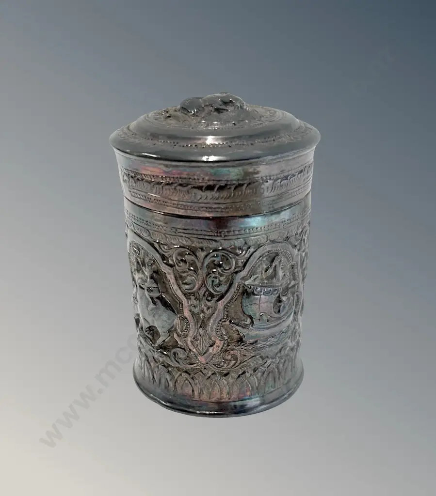 Sterling Silver (Burma) Lidded Container, TW103gms Image 1++