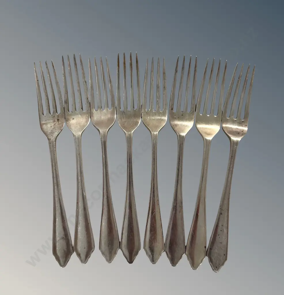 Set of Seven Sterling Silver Large Forks, TW509gms Image 1++