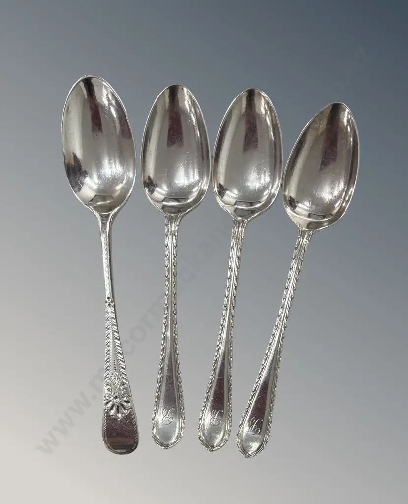 Four Sterling Silver Teaspoons TW56gms Image 1++