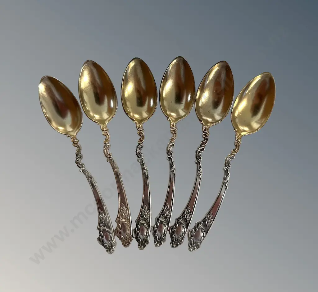 Set of Six 880 Sterling Silver Teaspoons, TW82gms Image 1++