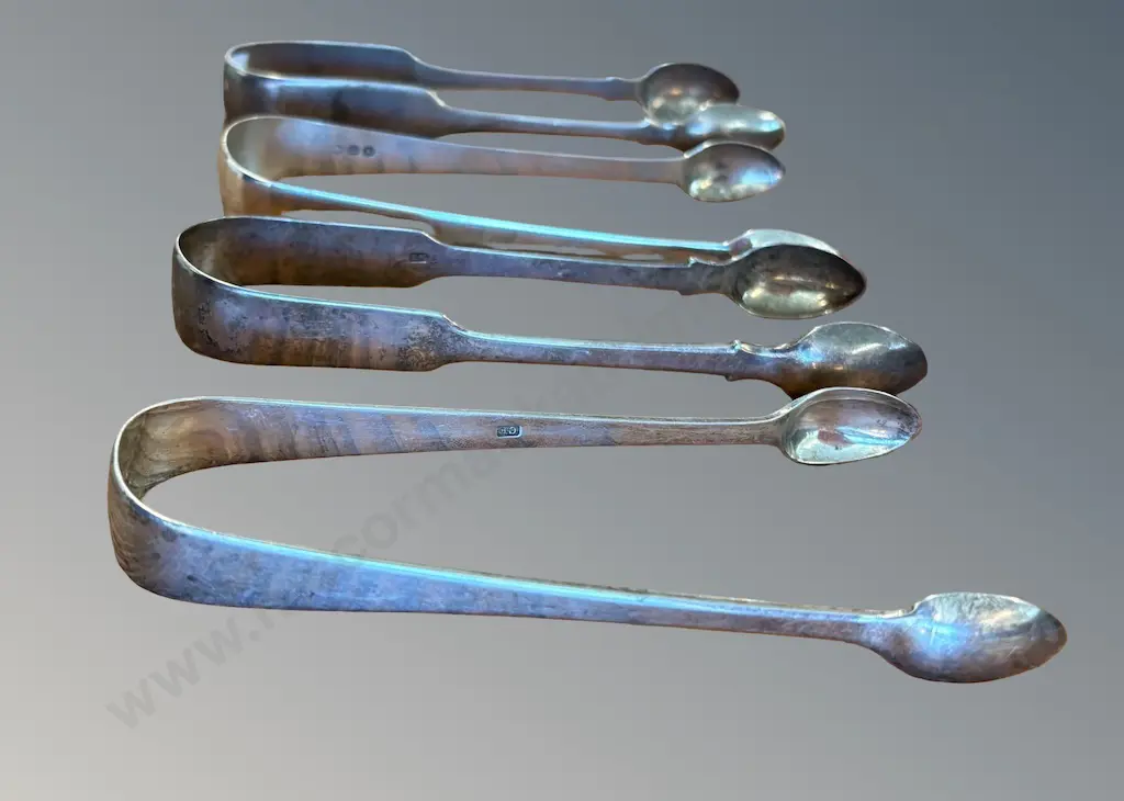 4 Sterling Silver Tongs, TW159gms Image 1++