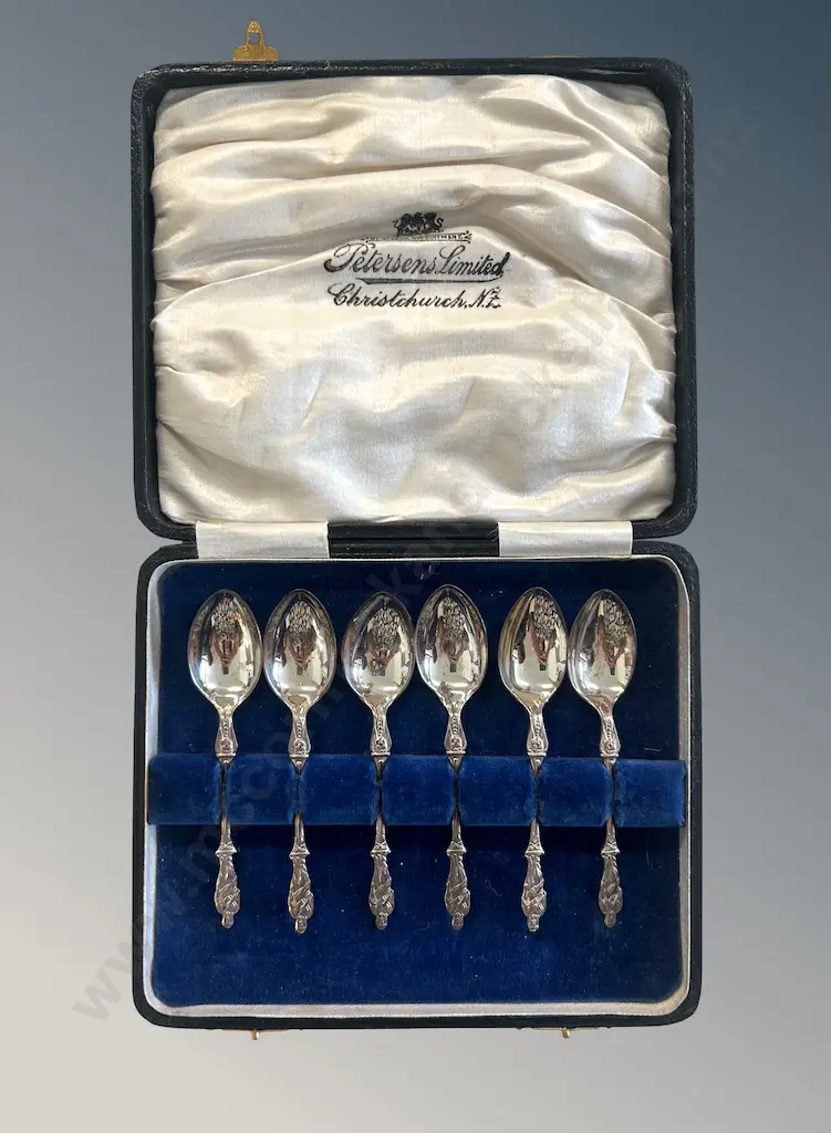 Cased set of Six Sterling Silver Apostle Spoons, TW58gms Image 1++