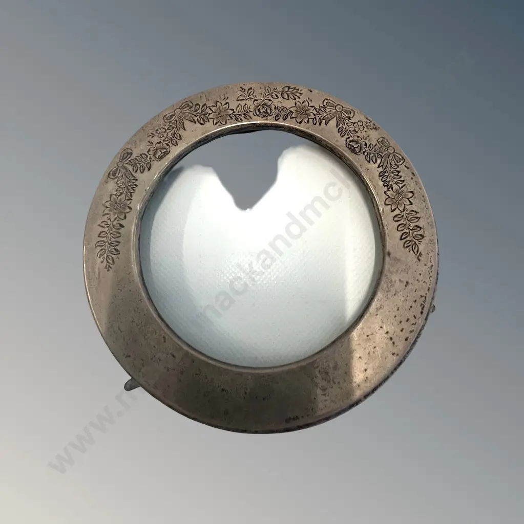 Sterling Silver Birmingham 1908 Circular Picture Frame, Dia9cm Image 1++