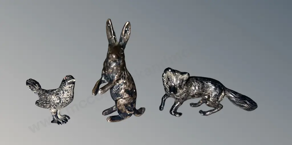 Lead Miniature Fox, Hare and a Bird Image 1++