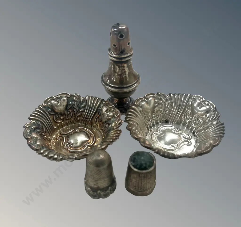 Sterling Silver Open Salts, Pepper Pot, Thimbles TW51gms Image 1++