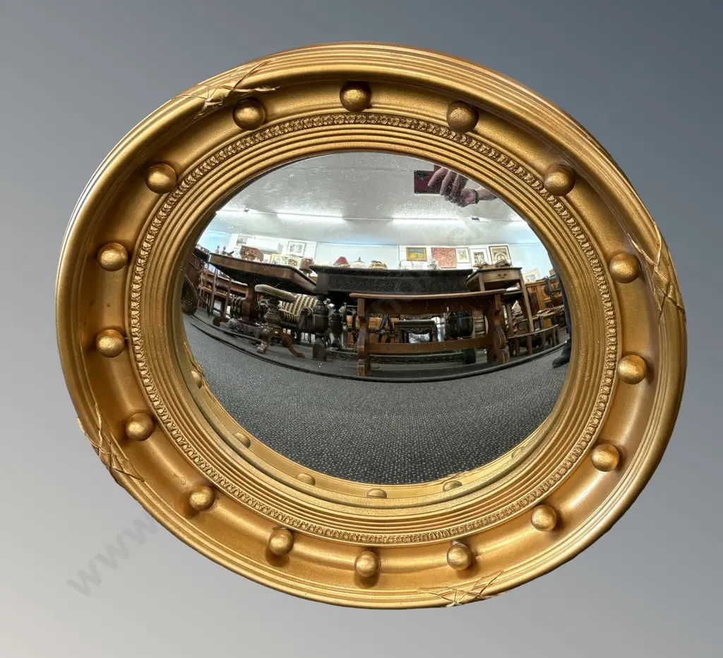 Gilt Circular Convex Mirror, Dia43cm Image 1++