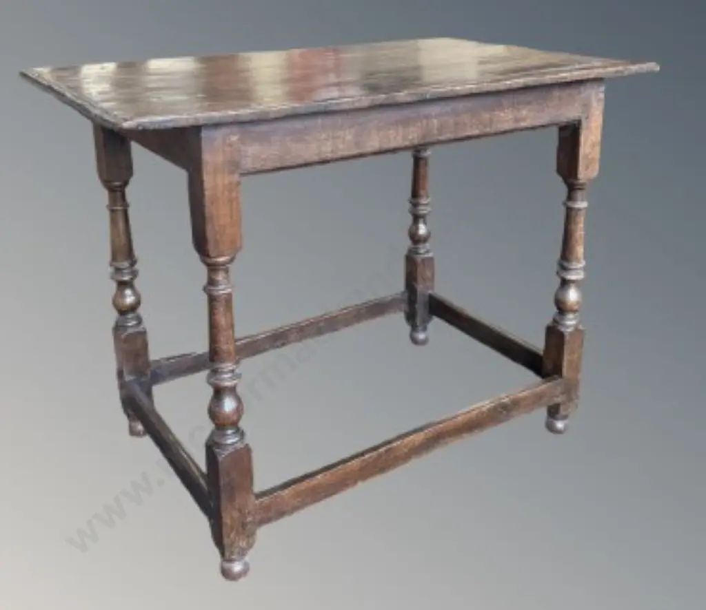 Georgian Oak Side Table with Turned Legs H69xL92x57cm Image 1++