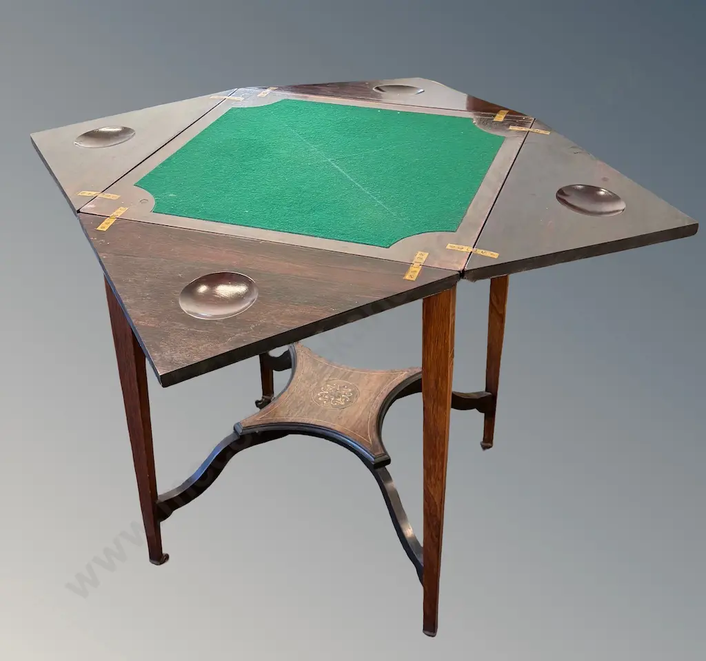 Cedar Games Table with Fruitwood Inlay and Four Triangle Folding Top Image 1++