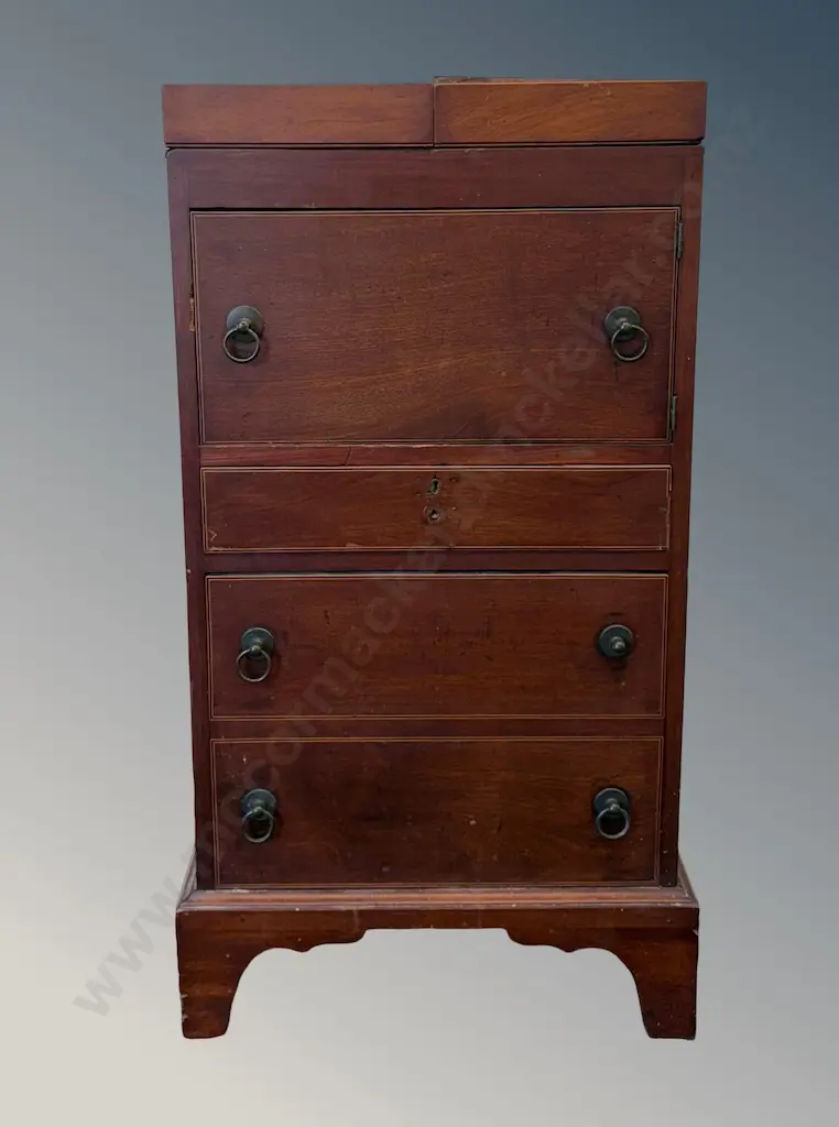 Mahogany with Ebony and Fruitwood Beading Two Drawer Gentleman's Companion AF to feet Image 1++
