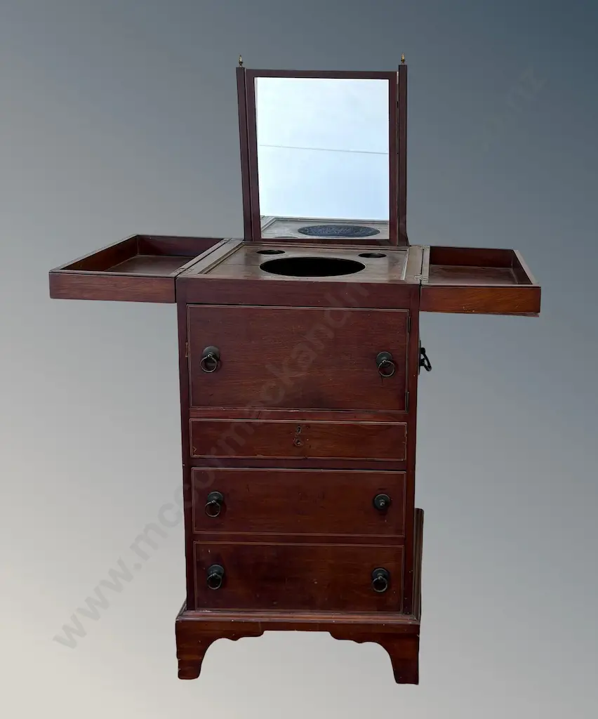 Mahogany with Ebony and Fruitwood Beading Two Drawer Gentleman's Companion AF to feet Image 1++