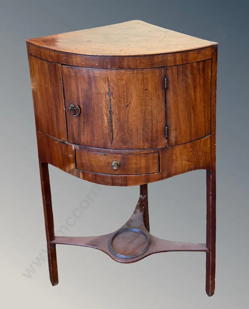 Mahogany Half Round Pot Cupboard, H83xW54cm Image 1++