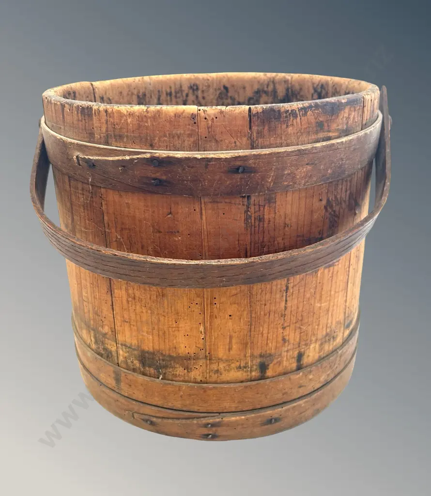 French Wooden Plank Flower Sellers Bucket, H30cm Image 1++